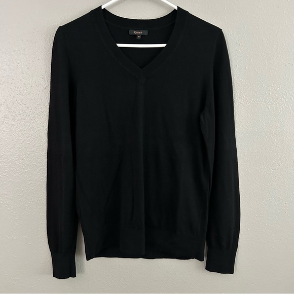 Quince Womens Lightweight Cotton Cashmere V-Neck Pullover Sweater Black Size M - Picture 1 of 10